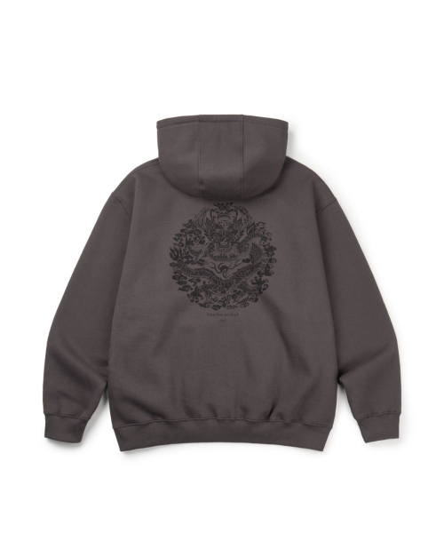 (На флисе) Vintage Dragon Hoodie Zip-up (Charcoal)