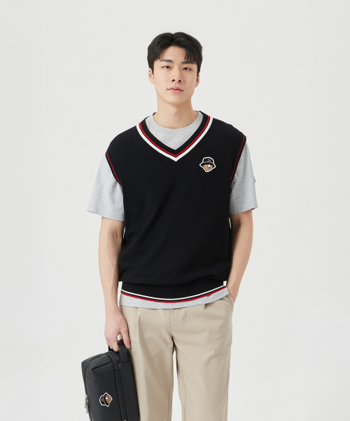 (M) V Neck Jacquard Logo Жилет G4WAM26101BKX