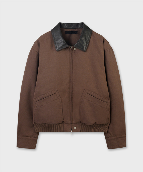 Кожаный бомбер с воротником Brown