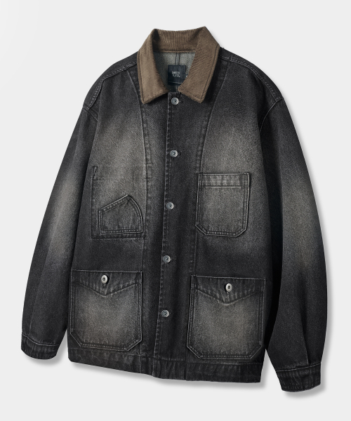 Французская рабочая куртка_деним vintage black
