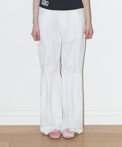 SHIRRING BOOTCUT PANTS FLOWER