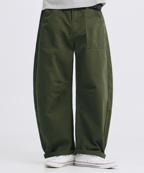 Хлопковые брюки-бочонки карго (Khaki)