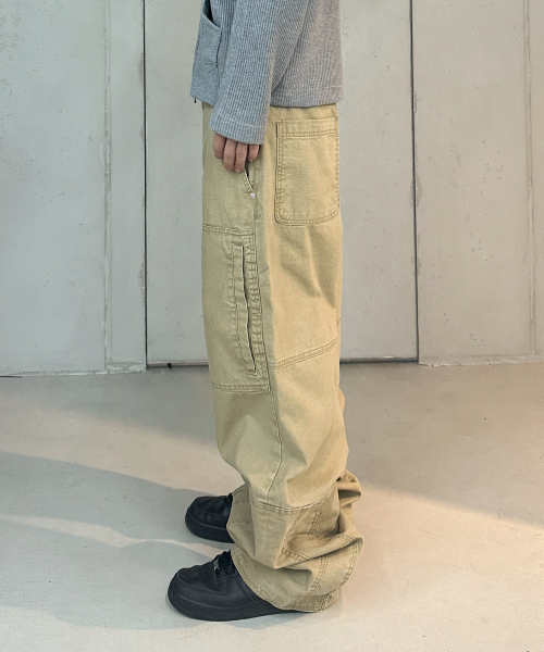 Asym Vintage Cargo Pants (Washed Beige)