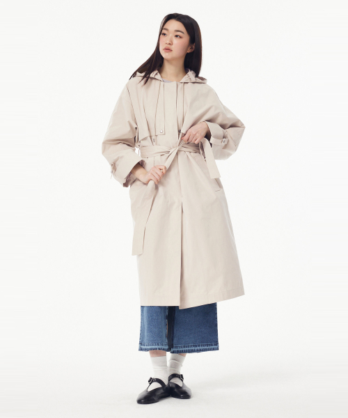 Пальто с капюшоном и поясом Light Beige 7215116201