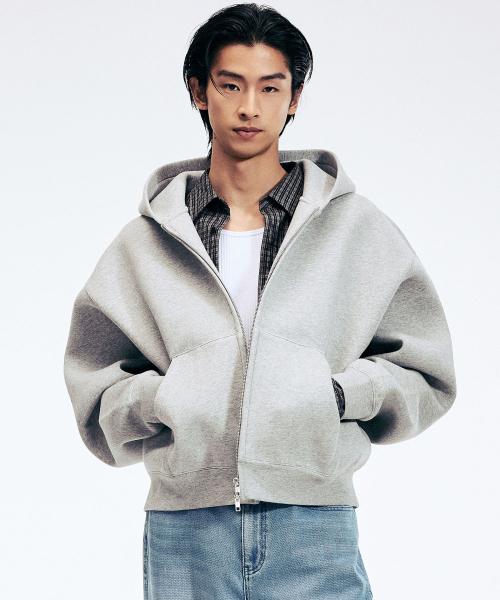 Sculpted Oversize Hoodie Zip-Up (Melange Grey) TNTS6E101G2