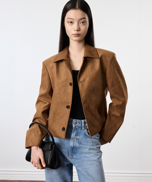 W Faux Suede Short Jacket (Camel Brown) TNJU6E102CM