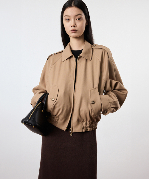 W Wool Blouson Short Jumper (Beige) TNJU6E108I2