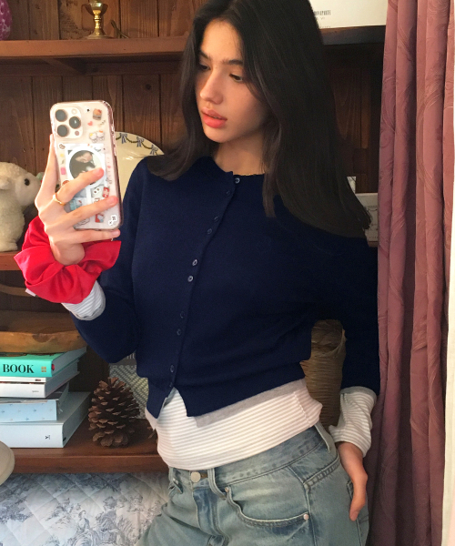 Кардиган Essential Layered Half Knit, Navy