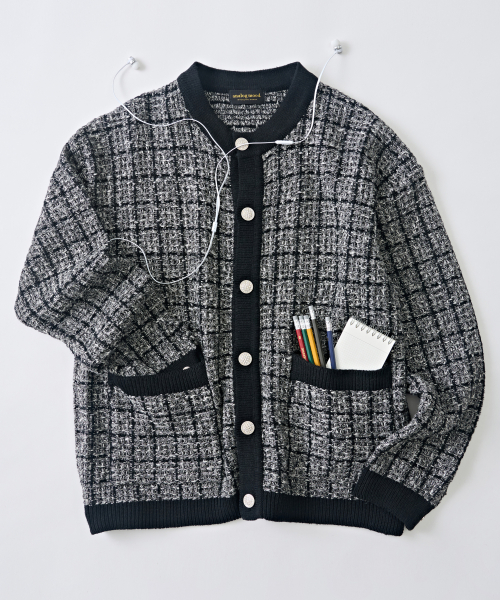 Твидовый минималистичный кардиган (Black)