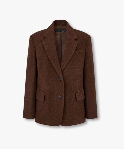 Однобортный шерстяной букле жакет Brown 7215410905