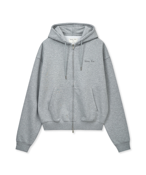 BACK LOGO ESSENTIAL HOODY ZIP UP IN GREY