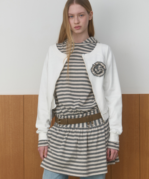 BOAT NECK ZIP-UP_WHITE