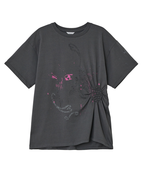 Scattered Ruched Top [Charcoal]