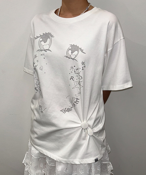 Cry Eyes Half Sleeve Top [White]