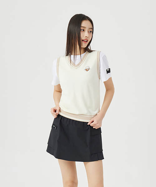 (W) V Neck Jacquard Logo Sweater G5WAM26111IVX
