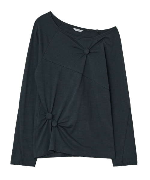 Striped Seam Button Top [Blue]