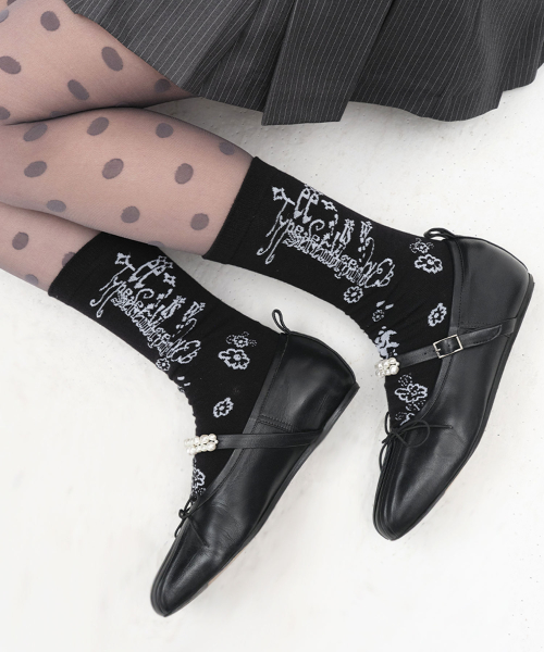 Graphic Crew Socks [Black]
