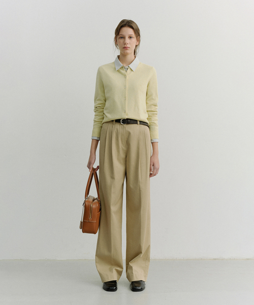 DOUBLE PLEATED CHINO SLACKS UDPA6A224 BEIGE