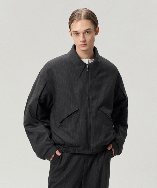SLIT SLEEVES DETAIL STRIPPED BOMBER куртка