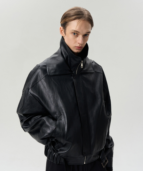 DOUBLE COLLAR BELTED HEM куртка чёрный
