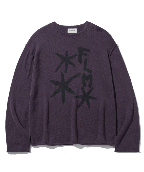 Вязаный пуловер с графикой FLM-Dark Purple