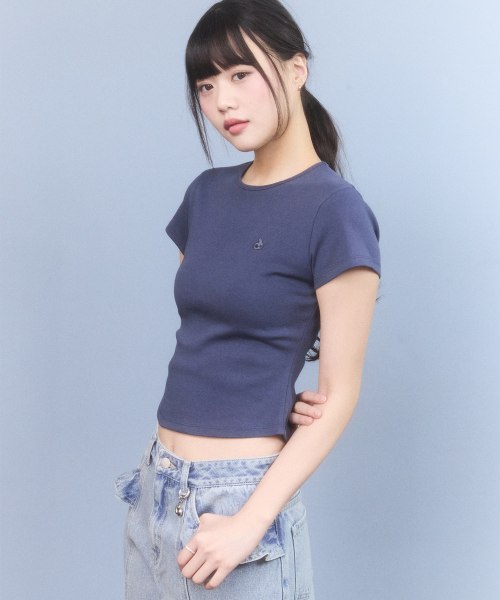 PLAIN SLIM-FIT T-SHIRT(DEEP BLUE)