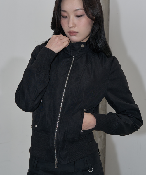 HIGH NECK на молнии SLIM куртка (BLACK)