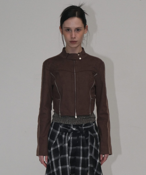 SUEDE CROP JACKET [BROWN]