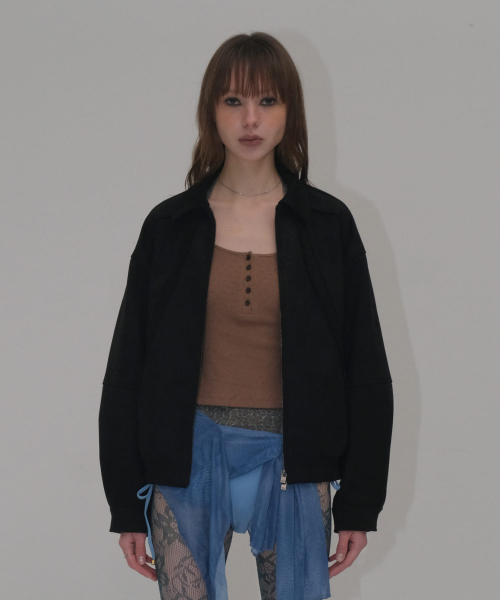 SUEDE OVERFIT JUMPER [BLACK]