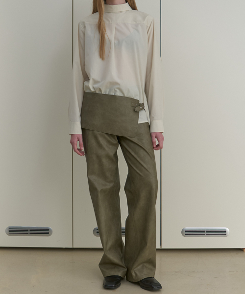 кожаный STRAIGHT PANTS KHAKI
