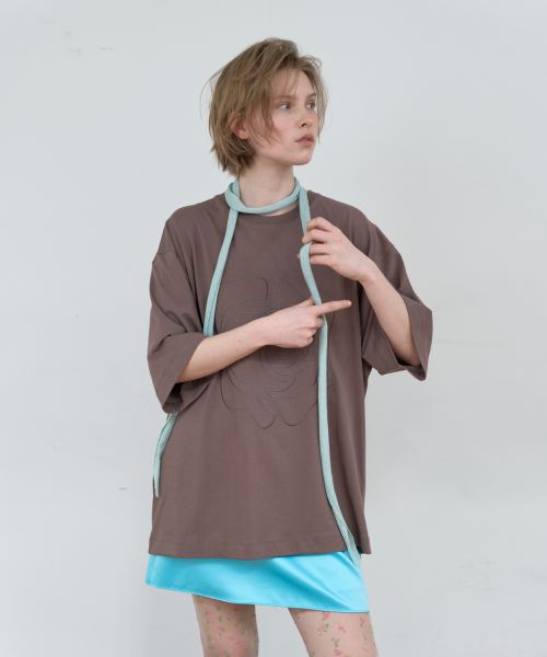 SATIN MINI SKIRT_BLUE