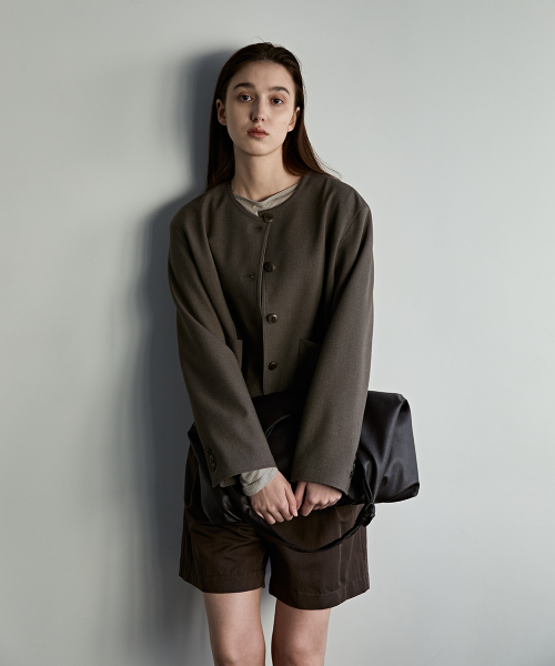Brief Collarless куртка Dark Brown