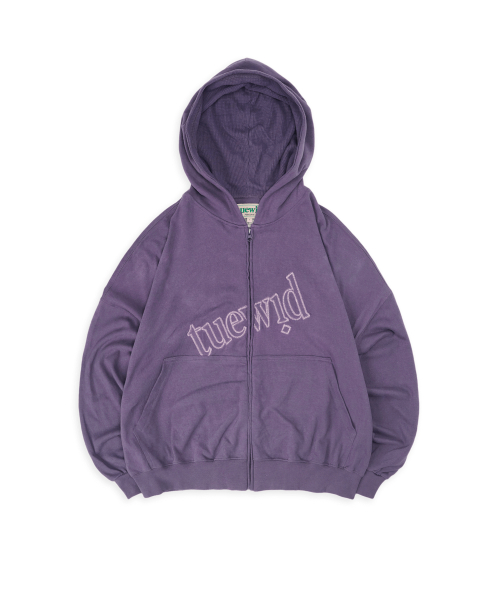 Tuewid waffle patched set up purple hoodie zip up