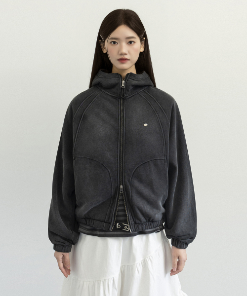 Худи на молнии 2WAY Cotton Pigment Charcoal