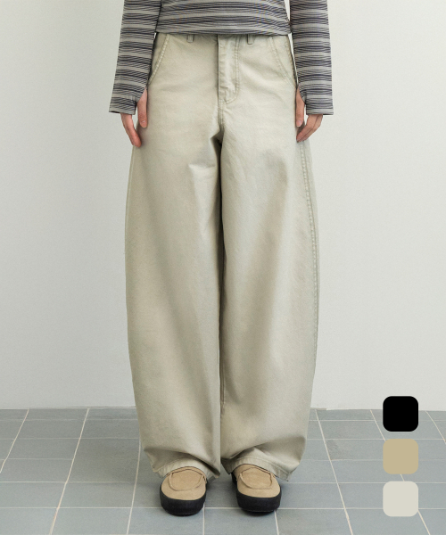 BASIC COTTON CURVED CHINO PANTS 3 COLOR