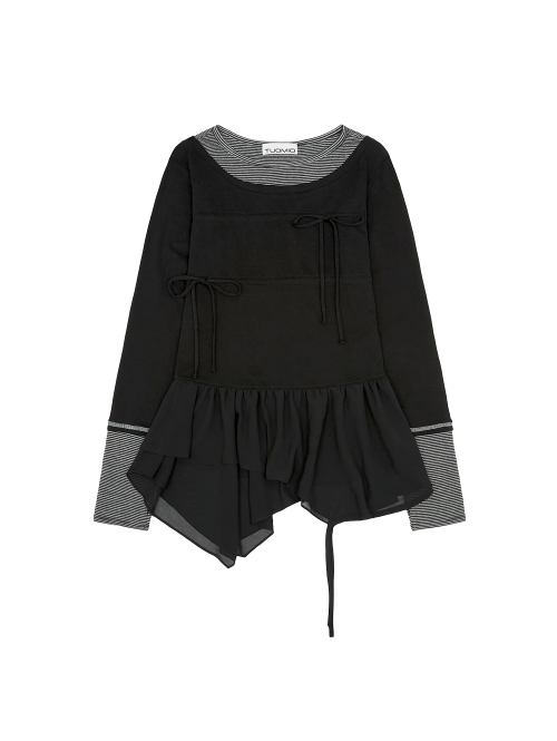 LAYERED TAIL RIBBON топ чёрный