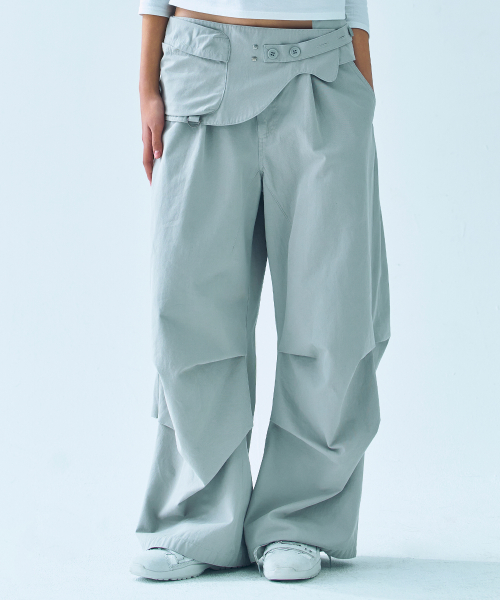 WASHED BELT BAG PANTS [LIGHT серый