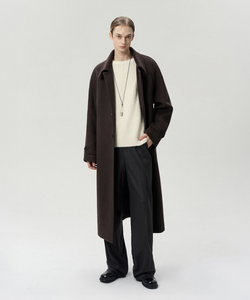 шерстяной BLEND SINGLE BREASTED COAT CHOCOLATE