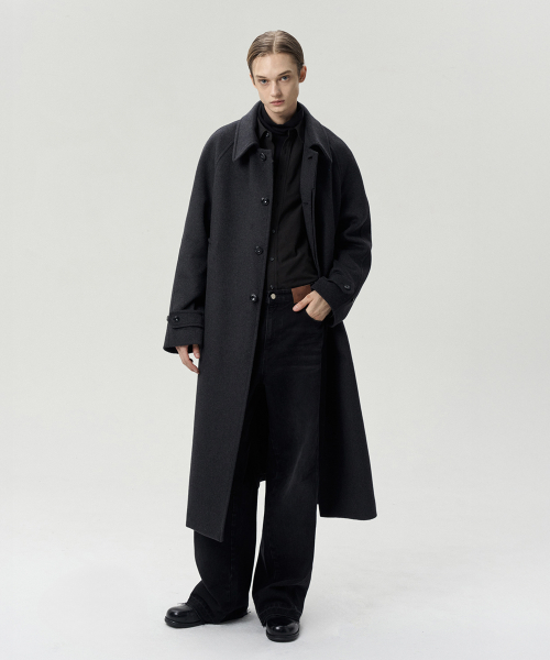 шерстяной BLEND SINGLE BREASTED COAT CHARCOAL