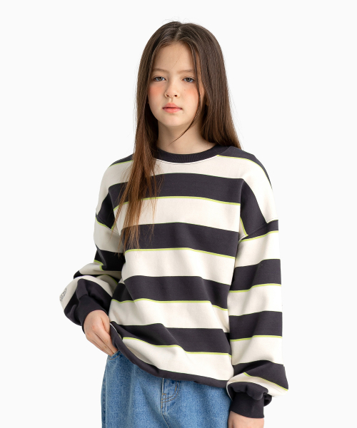 코지 스트라이프 맨투맨 Grey