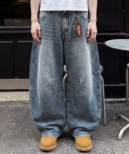 Bruni Curved Denim Pants (Medium Blue)