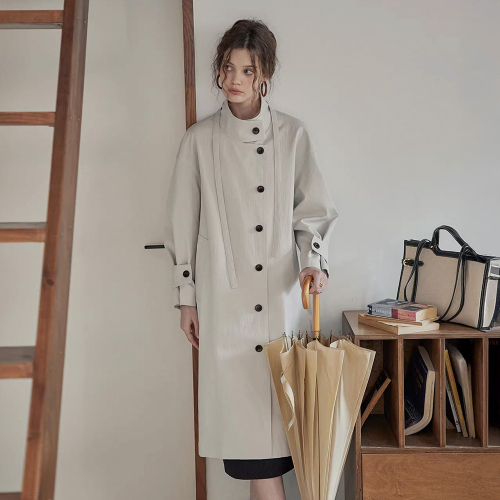 PM_String stand collar trench coat