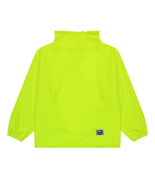 Diagonal half zipped snowboard fleece in neon green
