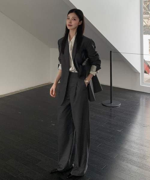 Широкие брюки ELISE WIDE SLACKS_CHARCOAL