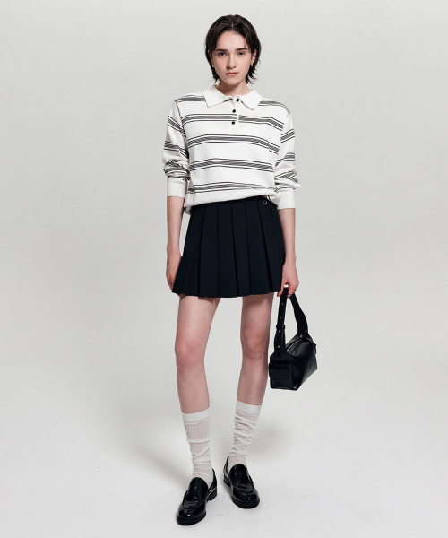 Полосатый трикотажный джемпер NANA STRIPE COLLAR KNIT_WHITE