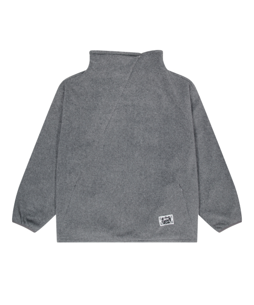Diagonal half zipped snowboard fleece in melange gray