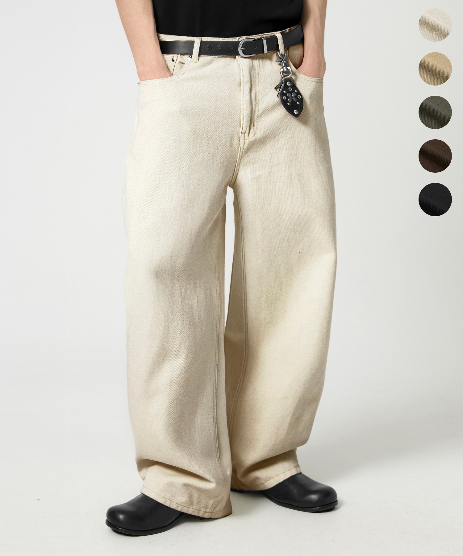 SEMI WIDE FIT карман COTTON брюки_4color