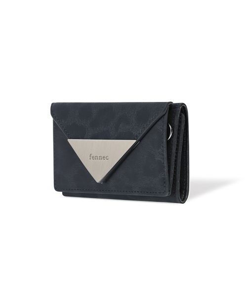 TRIANGLE TRIPLE WALLET - LEOPARD NAVY