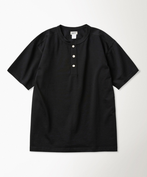 10.6 oz Cotton Short Sleeve Henley Tee Black