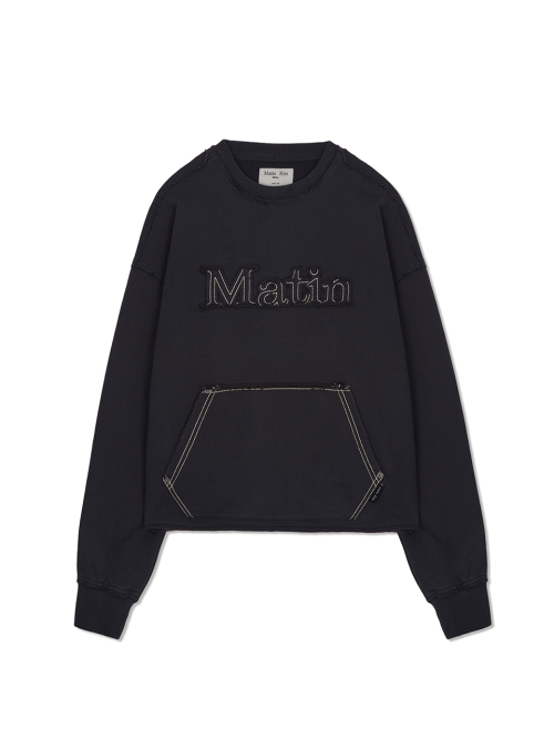 RAW CUT APPLIQUE SWEATSHIRT IN угольный